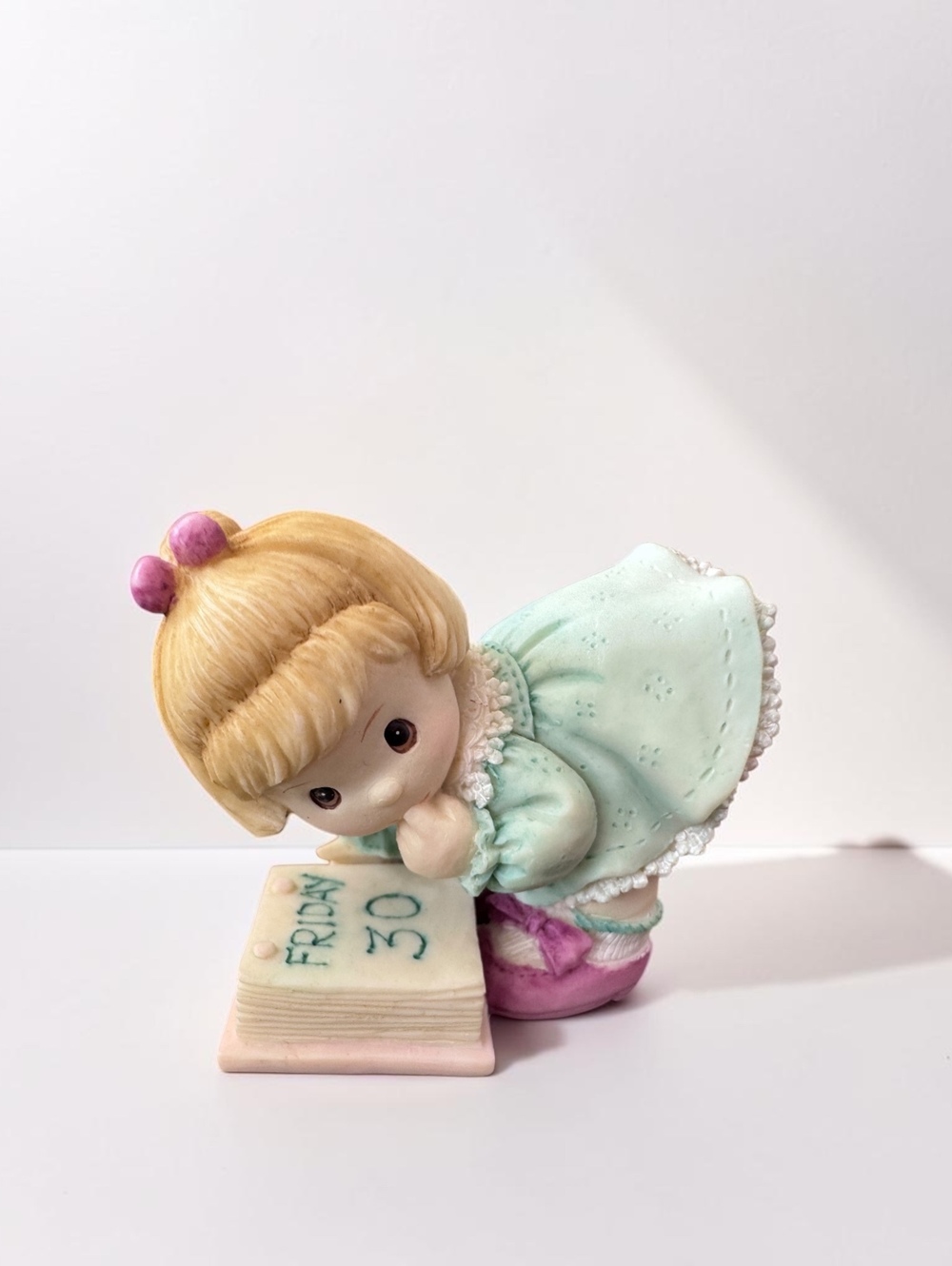 Precious Moments Figurine "A Little Behind in My Schedule" 1990s
